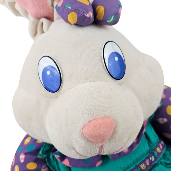 International Silver Bunny Rabbit Plush Parachute Easter Vintage Plastic Eyes - Picture 2 of 9